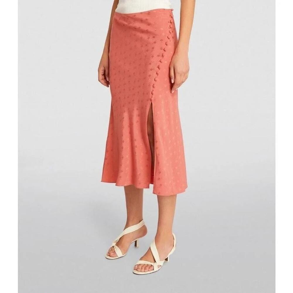 Veronica Beard Silk Franconia Skirt Womens 4 Rose Pink Side Button Feminine NWT
